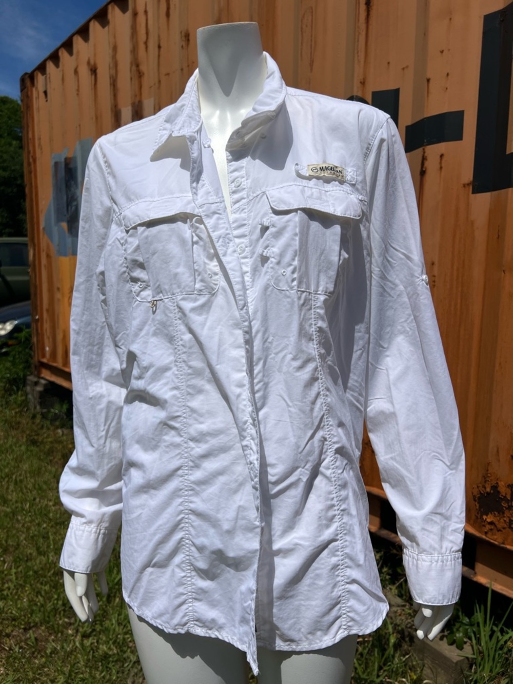 Magellan Outdoors White Lightweight Men’s Long-Sleeve Shirt Jacket
